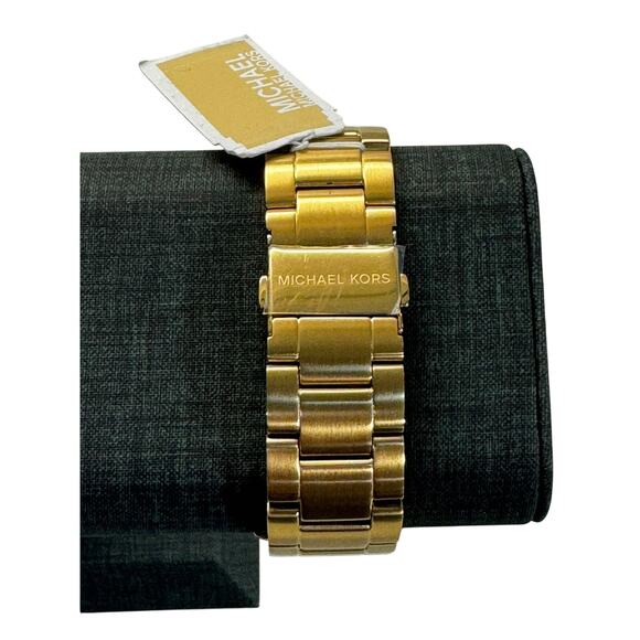 Michael Kors Men's Chronograph Layton Gold Tone Stainless Steel Glam Watch 45mm - Picture 7 of 11